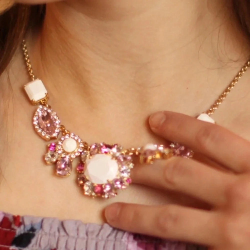 Kate Spade Pink Jeweled Statement Necklace